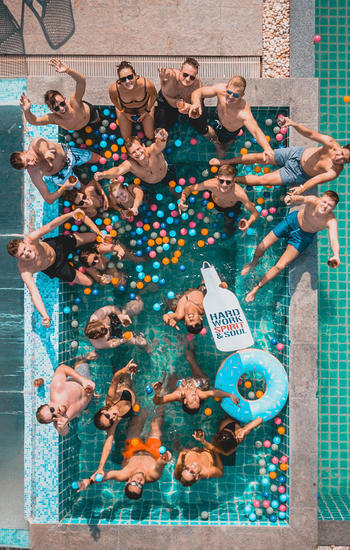 ebs students in a pool party
